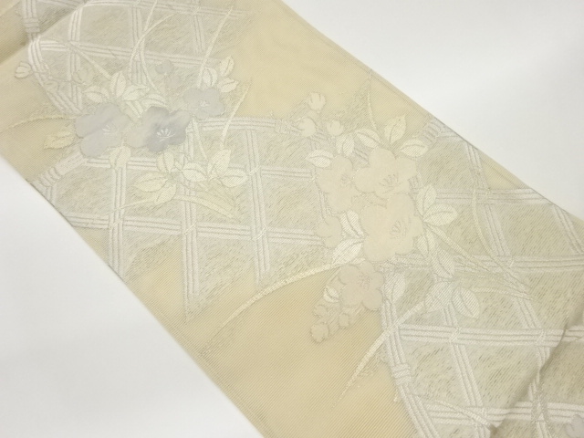 JAPANESE FUKURO OBI FOR SUMMER / WOVEN FENCE PATTERN